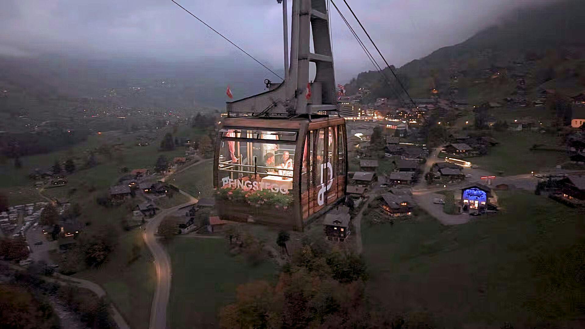 Dîner aux chandelles dans la télécabine